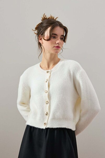 Ceylan Otantik Ecru Plush Cardigan