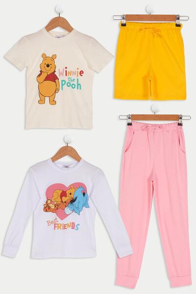 FOR YOU MODA 4-teiliges Winnie Puuh T-Shirt & Shorts Set
