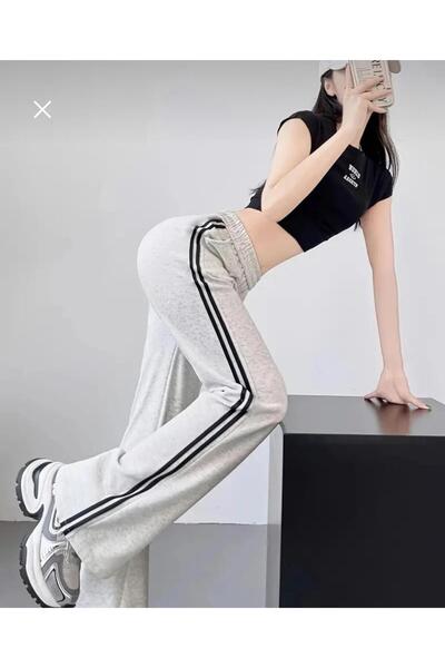 pandy Γυναικείο φαρδύ παντελόνι με διπλή ρίγα