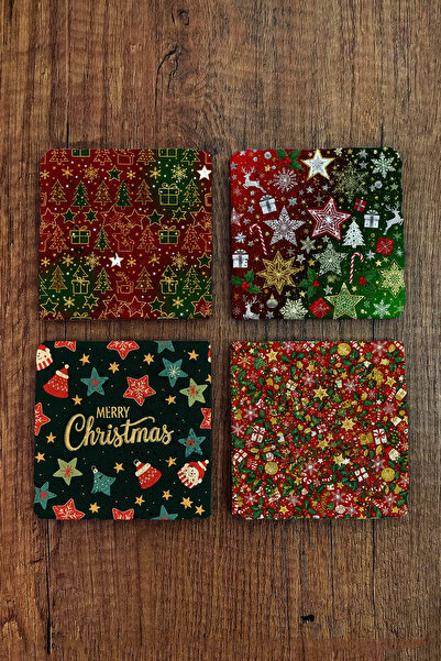 Begoloni Stone Decor Natural Stone Coasters - Christmast New Year Printed 10X10Cm Ai Noel - Stone Coasters 522