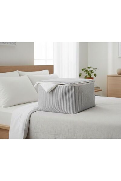 shop Hurç - 7 Adet Antrasit Çizgili Yorgan Hurçu - Sandık Tipi Mega Boy Kıyaf...