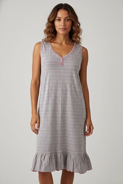 enmodaiçgiyim Rochie de vară pentru femei, cu model de frunze albastre, din bumbac cu volane, cu decolteu în V, cu mâneci zero, lungime midi