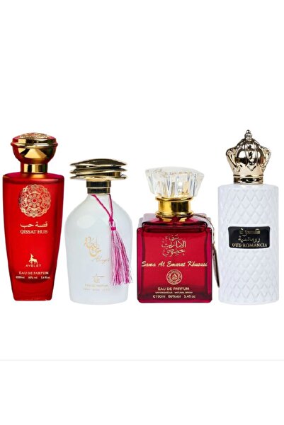 ayelete Set of 4 Oriental Perfumes for Women - Qissat Hub Red + Aliya + Sama Emarat + Oud Romancia