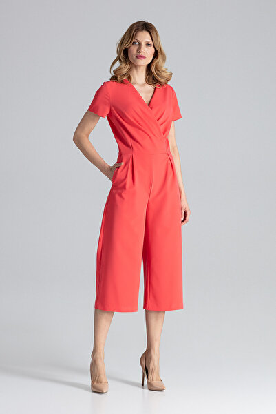 Figl Jumpsuit with wide trousers and short sleeves, coral M664, size XL