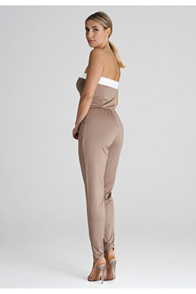 Figl Loose jumpsuit with ruffles, beige M1025, size S