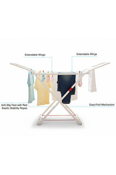 PlasticForte 20M Resin Clothes Drying Rack,Heavy-Duty, White, Made In Spain