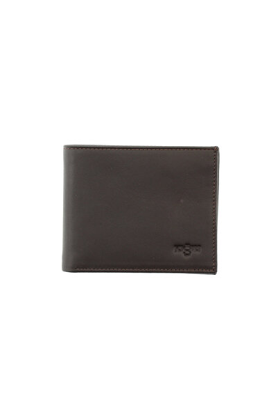 Kiğılı Plain Men's Card Holder Leather Wallet with Coin Compartment