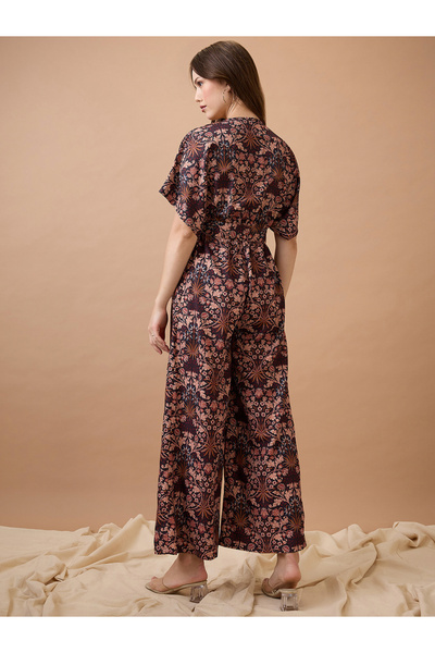 Globus By Styli Multi Floral Print Waist Tie-Up Fusion Jumpsuit