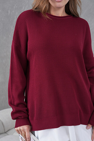 Park Karon Crew Neck Long Back Slit Transitional Knitwear Sweater