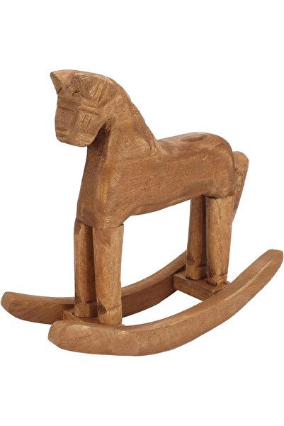 Fdit Handmade Trojan Rocking Horse, Pine Wood Wooden Toy Decor, Christmas Gift Ornament -