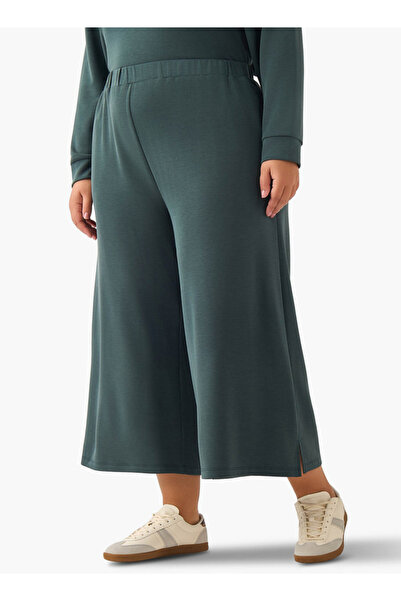 Ulla Popken Relaxed Fit Elasticated Waist Wide Leg Pants