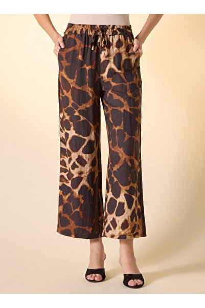 FAV Animal Print Flexi Waist Culottes with Lace Detail and Pockets
