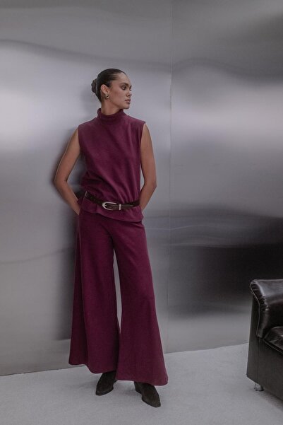 MARKALİSTE Knitwear Look Knitted Trousers Burgundy