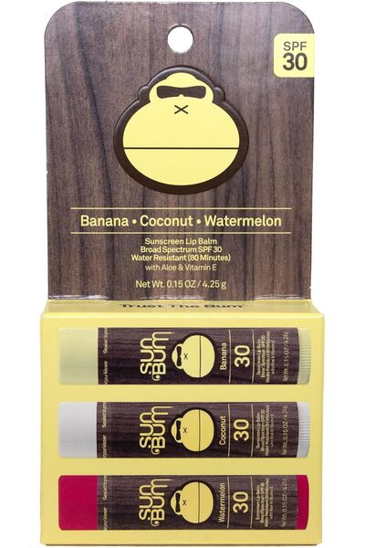 Sun Bum مجموعة متنوعة من مرطبات الشفاه بعامل حماية من الشمس 30 (3 × 0.15 أونصة)