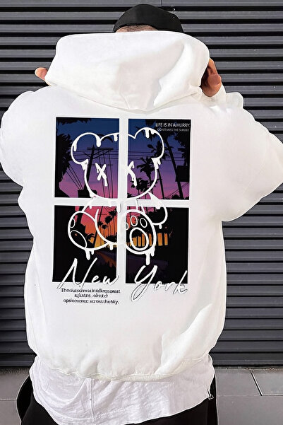 CLASSY.MODA “Hanorac pentru bărbați supradimensionat cu glugă – Siluetă color...