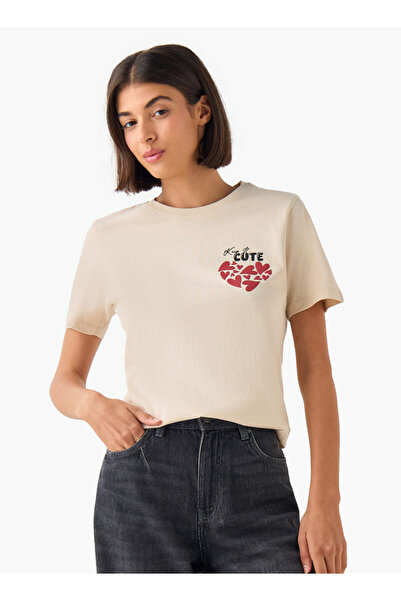 FAV Regular Fit Cotton T-shirt with Heart Print
