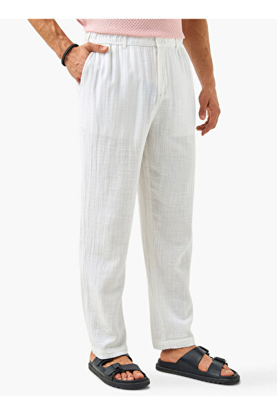 FAV Regular Fit Textured Flexi Waist Pants with Pockets