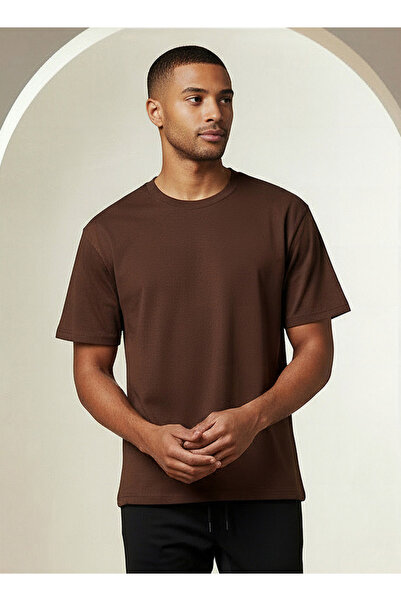 FAV Men Relaxed Fit Crew Neck Short Sleeve Drop Shoulder T-shirt