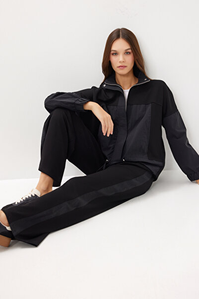 Lovelyİstanbul Mock Neck Parachute Paneled Modal Suit Lby0028 Black