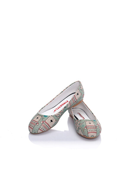 Streetfly New Year Themed Printed Colorful Women's Ballerinas