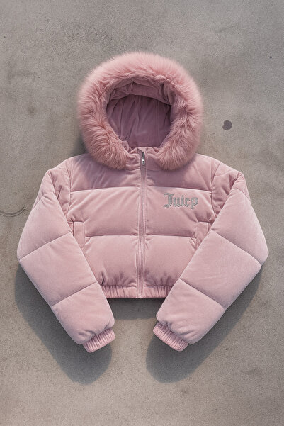 Gofeel Juicy Peluş Kapüşonlu Şişme Crop Mont