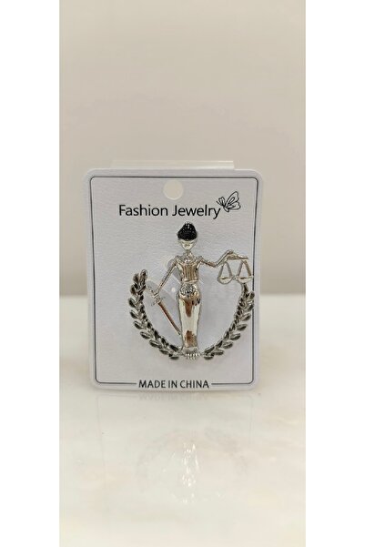 İnci Terazi detay Adalet heykeli broş