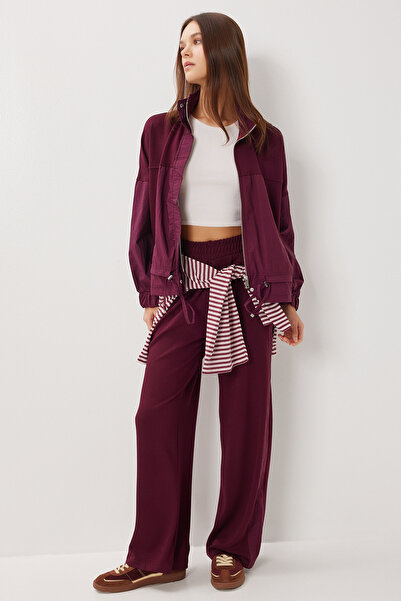 Lovelyİstanbul Mock Neck Parachute Paneled Modal Suit Lby0028 Mürdüm