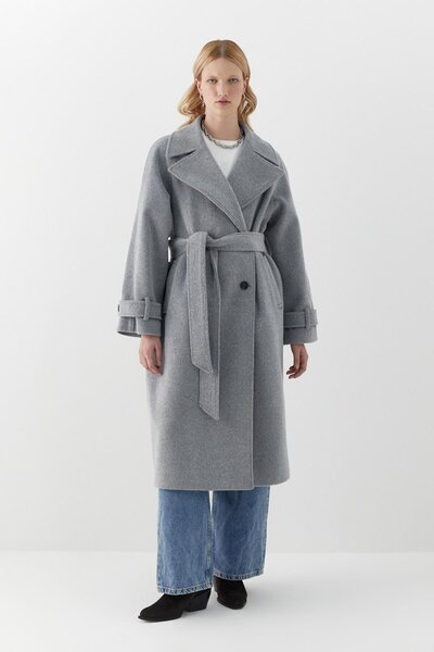 MARKALİSTE Μακρύ παλτό με μανίκια ρεγκλάν γκρι