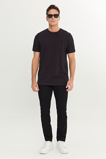 ALTINYILDIZ CLASSICS Men's Black 100% Cotton Slim Fit Slim Fit Crew Neck T-Shirt