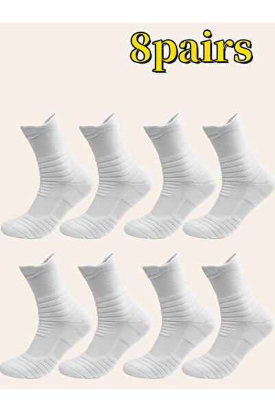 Take Two By Styli Pack of 8 - White Crew Socks