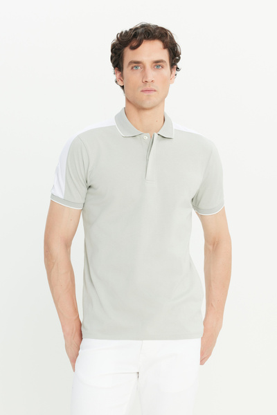 ALTINYILDIZ CLASSICS Ανδρικό μπλουζάκι με λαιμόκοψη πόλο σε γκρι χρώμα, 100% βαμβάκι, εφαρμοστό στενή εφαρμογή