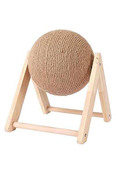 Brivoo® Brivoo Cat Toy – 12 cm Rotating Sisal Ball with Wooden Stand, 2 Assembly Modes, Brown