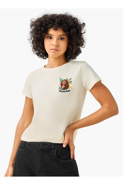 SP Characters تي شيرت قطني مطرز بطبعة موانا