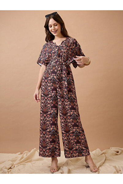 Globus By Styli Multi Floral Print Waist Tie-Up Fusion Jumpsuit