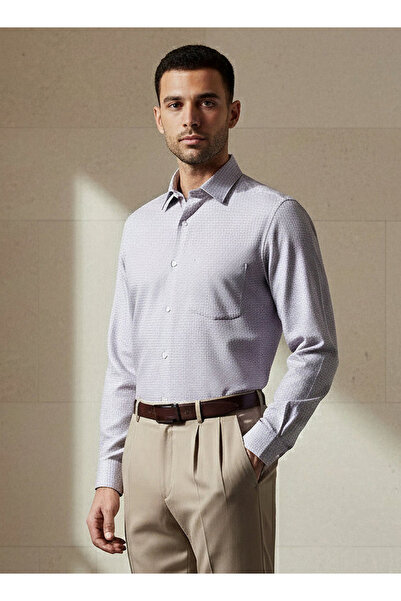 FAV Men Slim Fit Collared Textured Long Sleeve Shirt