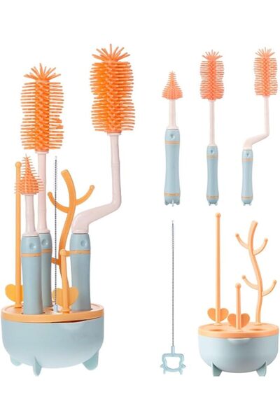 Generic مجموعة تنظيف زجاجات الأطفال المصنوعة من السيليكون 5 في 1 من لينججي مع...