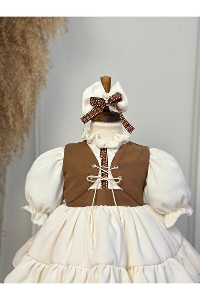 Hobidik Baby Crepe Fabric Vest Set Vintage Birthday Dress