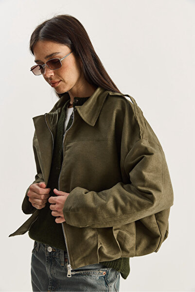 Bianco Lucci Γυναικείο σακάκι Bomber με επένδυση από καστόρι 2801 60281129