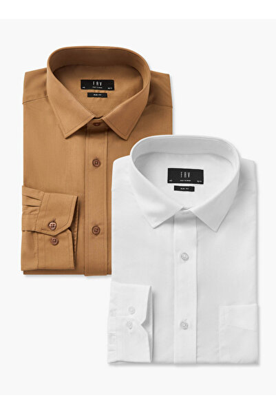 FAV Set of 2 - Men Slim Fit Collared Long Sleeves Shirt