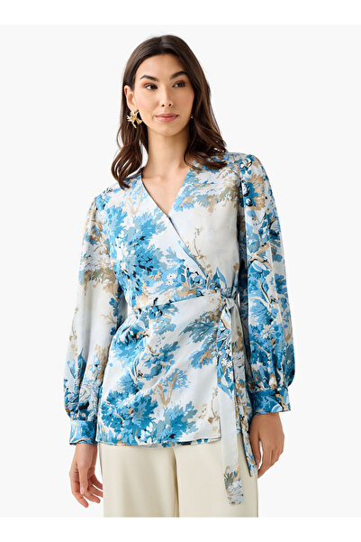 Iconic Regular Fit Wrap Top with Floral Print