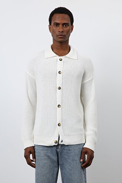 Antioch Ecru Knitted Sweater Men's Cardigan