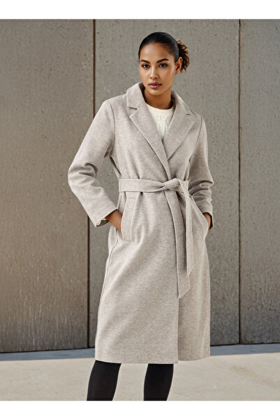 FAV معطف من اللباد بقصّة عادية مع حزام ربط