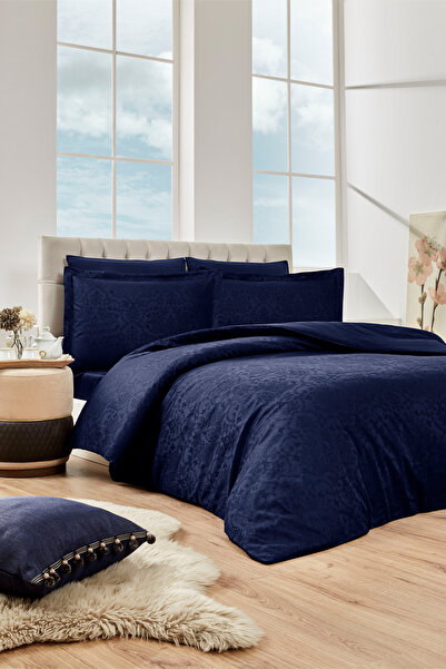 Özdilek Ornament Çift Kişilik Jakarlı Saten Nevresim Takımı Lacivert