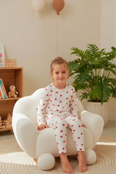 LİLA İÇ GİYİM طقم بيجامة بناتي من قماش الإنترلوك مع تقرير مطبوع