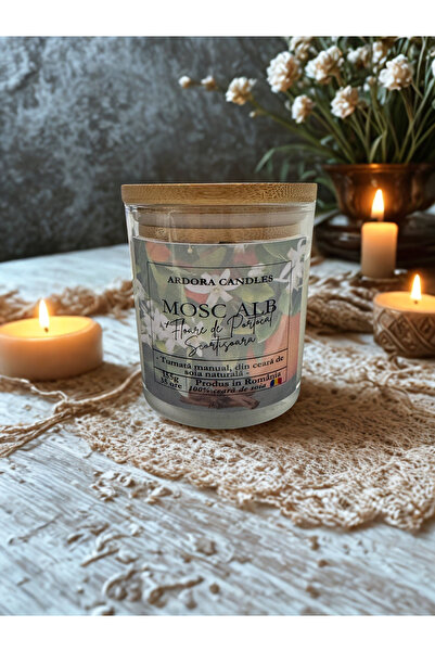 OEM Scented Soy Wax Candle with Wooden Wick, White Musk, Orange Blossom, Cinnamon, 155g