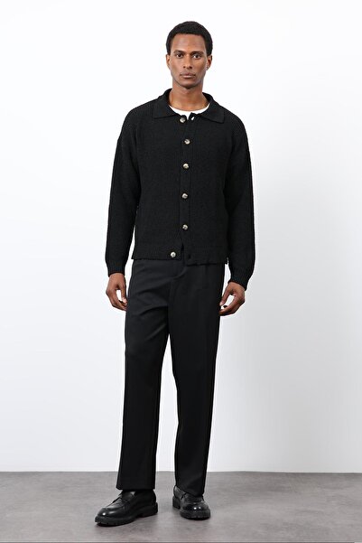 Antioch Black Knitted Sweater Men's Cardigan