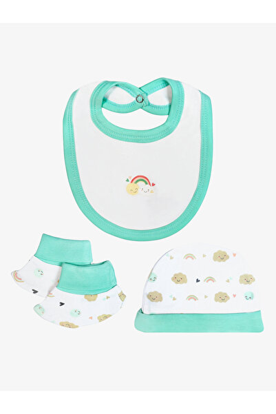 Babies Basic By Styli 5-Piece 100% Cotton Bib, Romper, Mittens, Cap and Sleepsuit Set