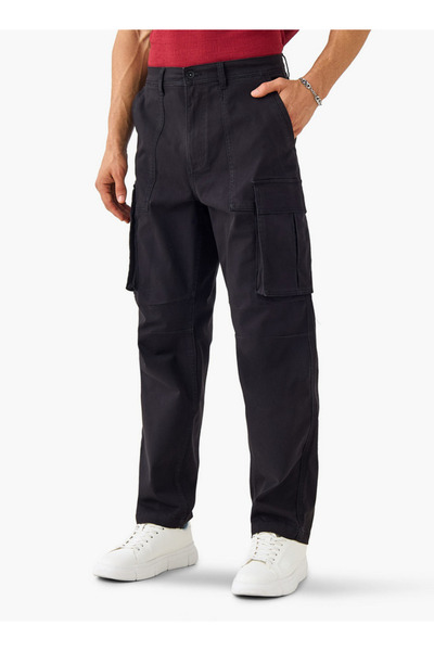 FAV بنطلون كارجو من قماش قطني مائل بقصّة عادية مع جيوب