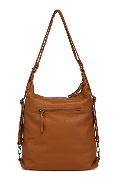 Hüvendo Barcelona Multi-Pocket Daily Adjustable Strap Large Size Women's Shoulder and Backpack Brown