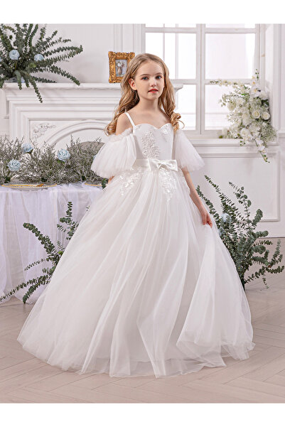 Take Two By Styli White Lace Insert Bow Detail Dress